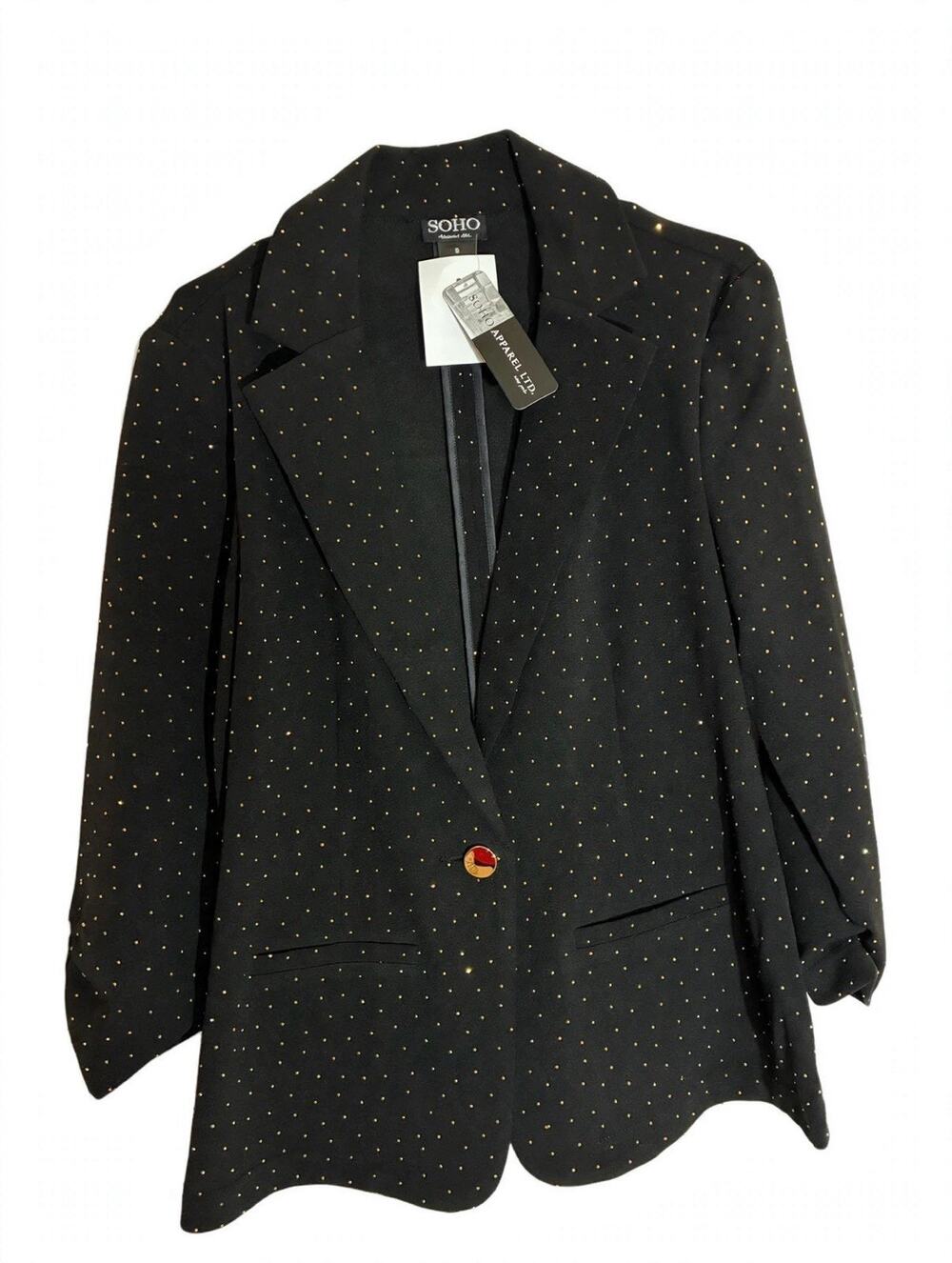 Soho Apparel Black Blazer with Gold Dot Accents